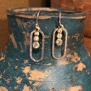 Silpada two tone hammered CZ earrings